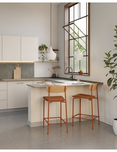 Banqueta moderna Maure 66 cm em folheado de...