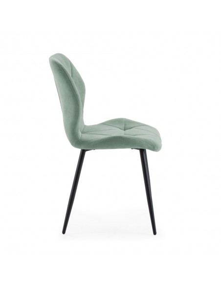 Silla comedor MARINA, tela, metal negro