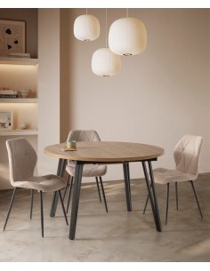 Silla comedor MARINA, tela, metal negro 2