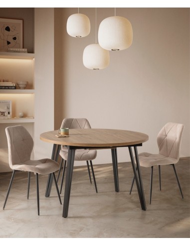 Silla comedor MARINA, tela, metal negro