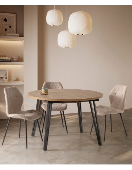 Silla comedor MARINA, tela, metal negro