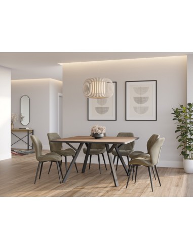 Silla comedor MARINA, tela, metal negro