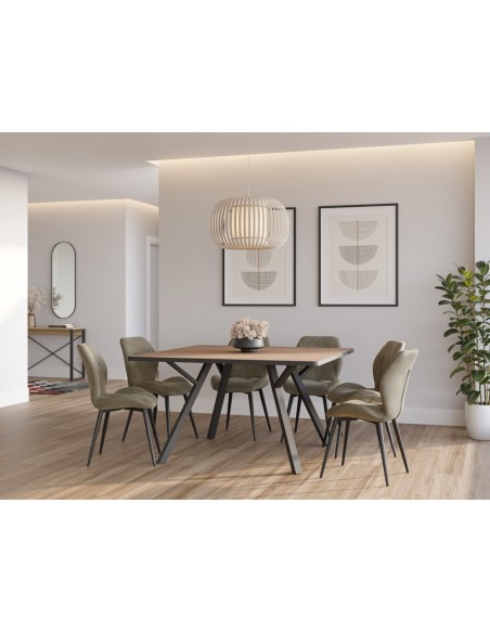 Silla comedor MARINA, tela, metal negro