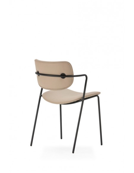 Silla moderna MAURYN de piel sintética y patas de metal negro