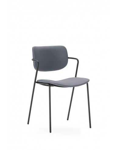 Silla moderna MAURYN de piel sintética y patas de metal negro