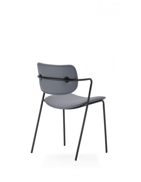 Silla moderna MAURYN de piel sintética y patas de metal negro