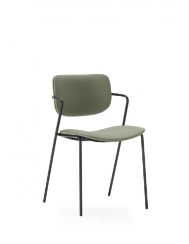 Silla moderna MAURYN de piel sintética y patas de metal negro