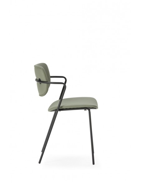 Silla moderna MAURYN de piel sintética y patas de metal negro