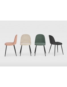 Silla de comedor MALILA de tejido y patas de metal negro 2