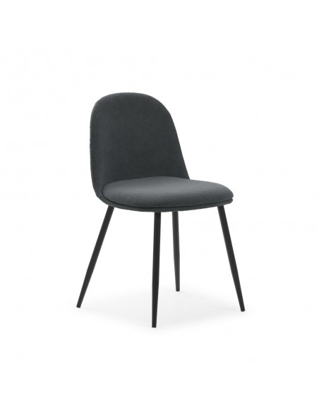 Silla de comedor MALILA de tejido y patas de metal negro