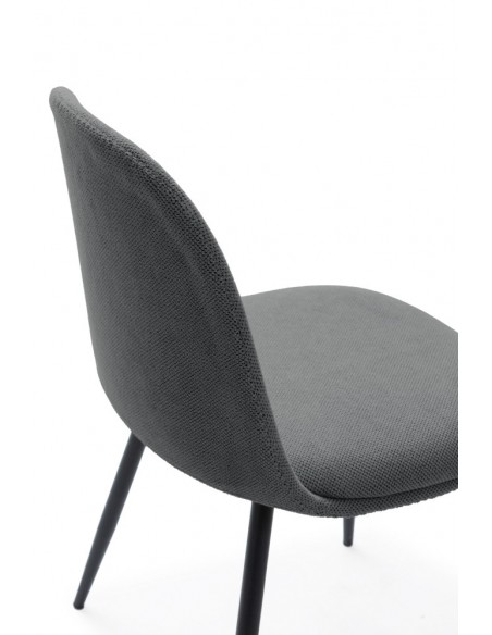 Silla de comedor MALILA de tejido y patas de metal negro
