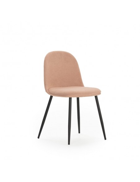 Silla de comedor MALILA de tejido y patas de metal negro