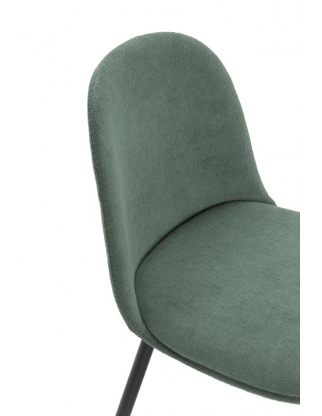 Silla de comedor MALILA de tejido y patas de metal negro