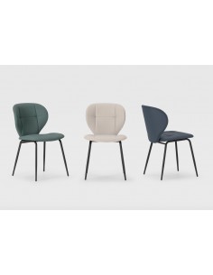 Silla de comedor MAURA, piel sintética y metal negro 2