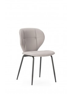 Silla de comedor MAURA, piel sintética y metal negro