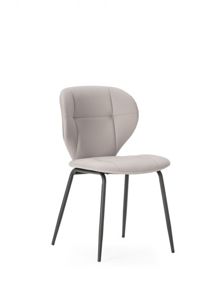 Silla de comedor MAURA, piel sintética y metal negro
