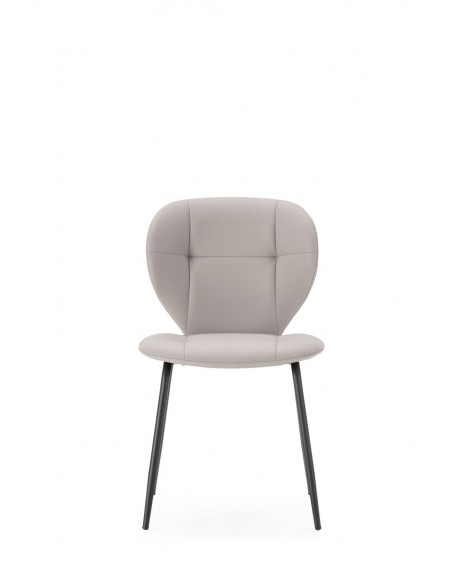 Silla de comedor MAURA, piel sintética y metal negro