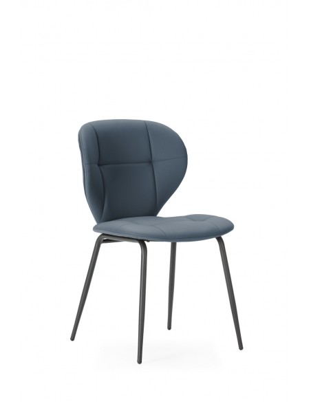 Silla de comedor MAURA, piel sintética y metal negro