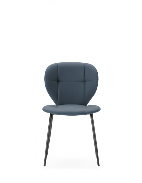 Silla de comedor MAURA, piel sintética y metal negro