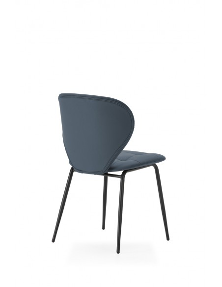 Silla de comedor MAURA, piel sintética y metal negro