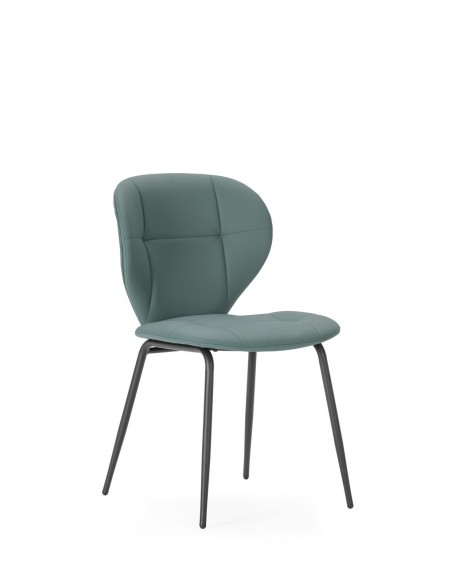 Silla de comedor MAURA, piel sintética y metal negro