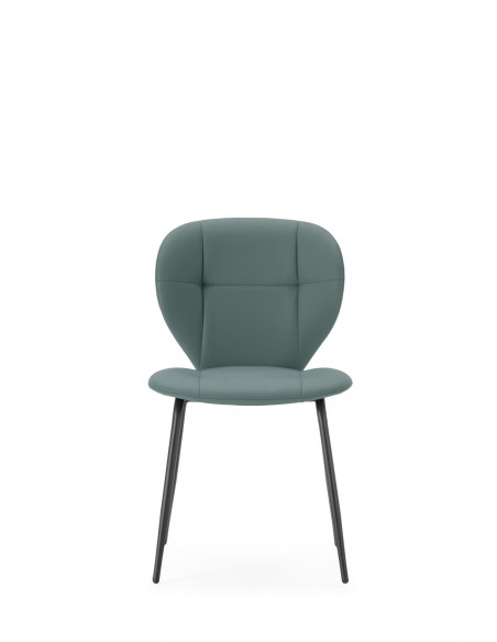 Silla de comedor MAURA, piel sintética y metal negro