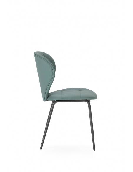 Silla de comedor MAURA, piel sintética y metal negro