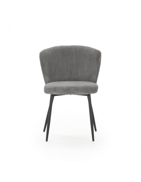 Silla de comedor MEGAN de pana y patas de metal negro