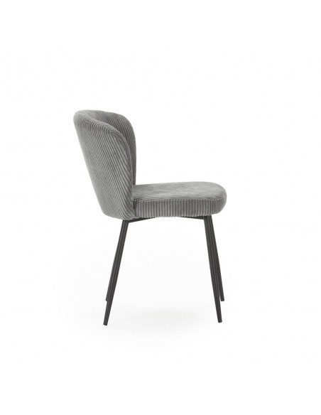 Silla de comedor MEGAN de pana y patas de metal negro