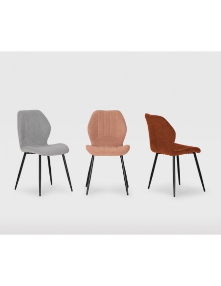 Cadeira design MALU em tecido e pernas de metal preto