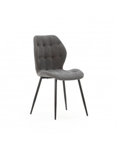 Cadeira design NALU, tecido e pernas de metal preto