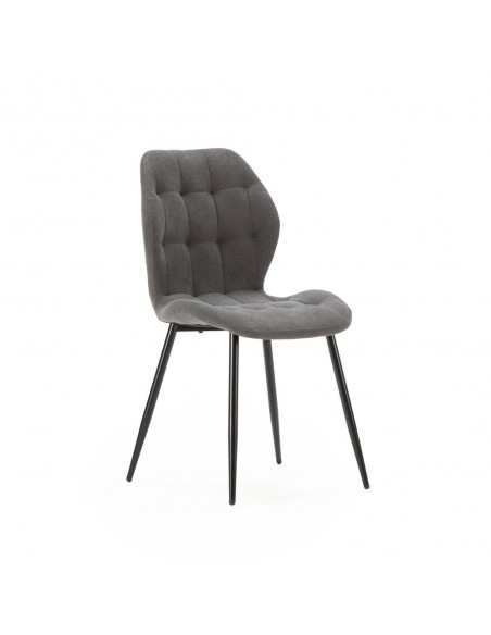 Cadeira design NALU, tecido e pernas de metal preto