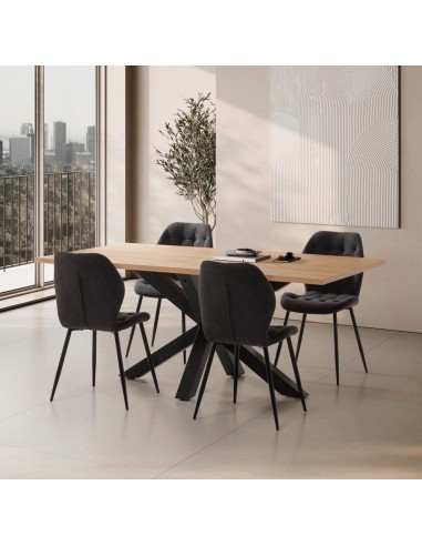 Silla de diseño NALU, tejido y patas metal negro