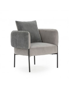 Sillón ARUNI combinado pana y tejido con patas de metal...