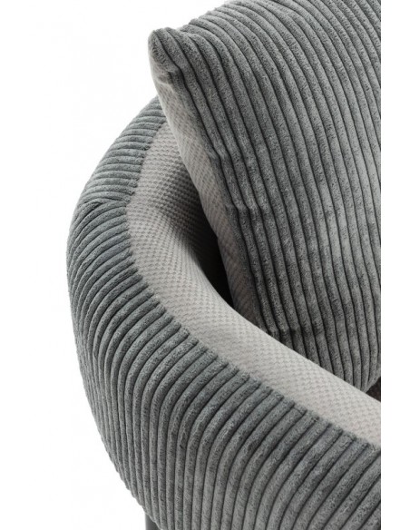 Sillón ARUNI combinado pana y tejido con patas de metal negro