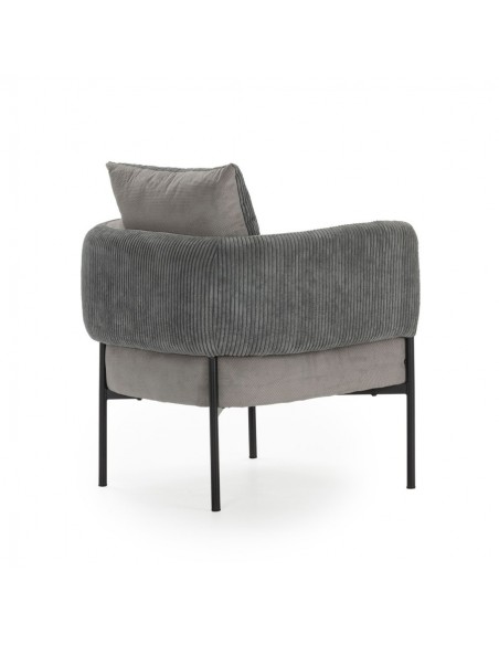 Sillón ARUNI combinado pana y tejido con patas de metal negro