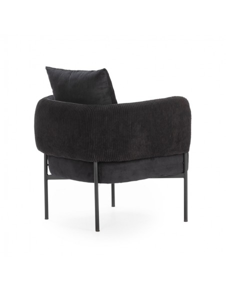 Sillón ARUNI combinado pana y tejido con patas de metal negro
