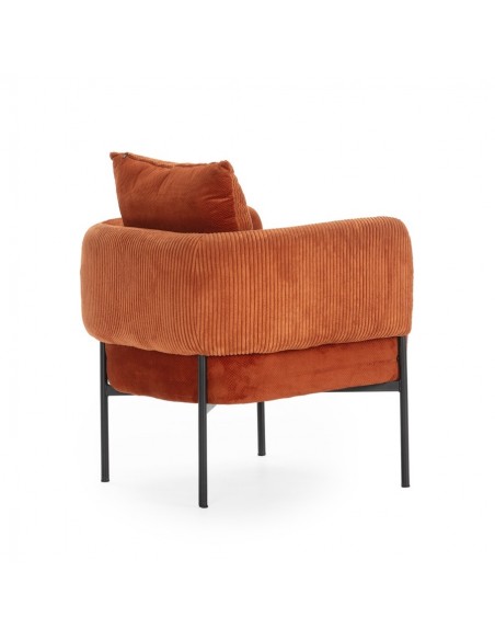 Poltrona ARUNI combinada veludo cotelê e tecido e pes de metal preto