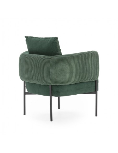 Sillón ARUNI combinado pana y tejido con patas de metal negro