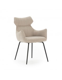 Cadeira com braços design DARA em tecido e metal preto