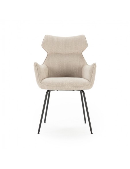 Cadeira com braços design DARA em tecido e metal preto