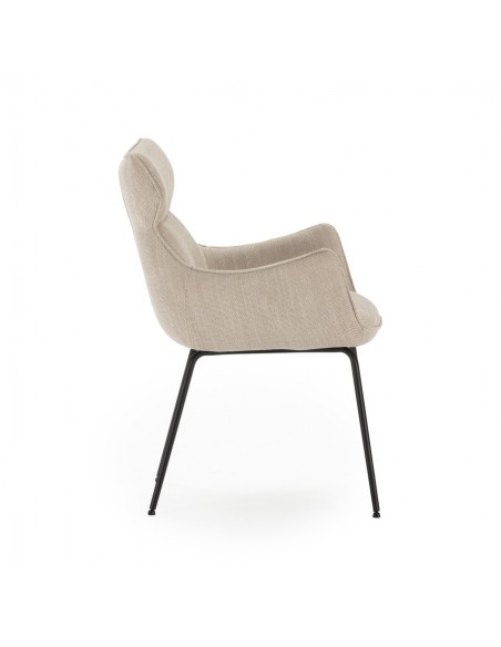 Silla con brazos de diseño DARA en tejido y metal negro