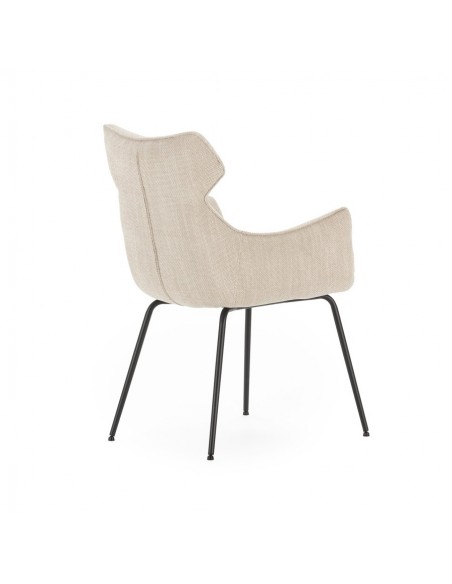 Silla con brazos de diseño DARA en tejido y metal negro