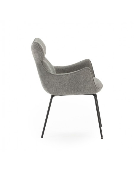 Silla con brazos de diseño DARA en tejido y metal negro