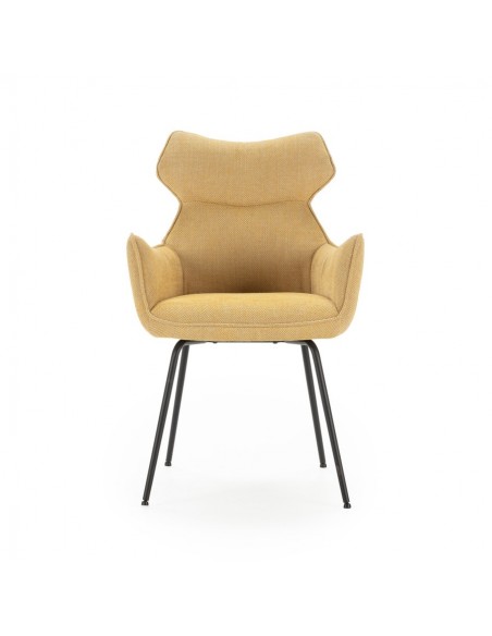 Silla con brazos de diseño DARA en tejido y metal negro