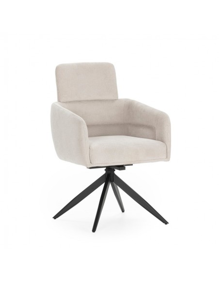 Silla giratoria con brazos de diseño AIXA, tejido y metal negro