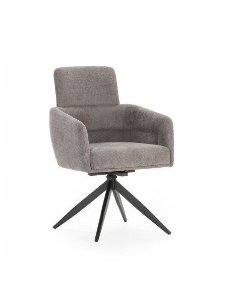 Silla giratoria con brazos de diseño AIXA, tejido y metal negro