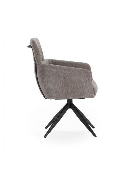 Silla giratoria con brazos de diseño AIXA, tejido y metal negro