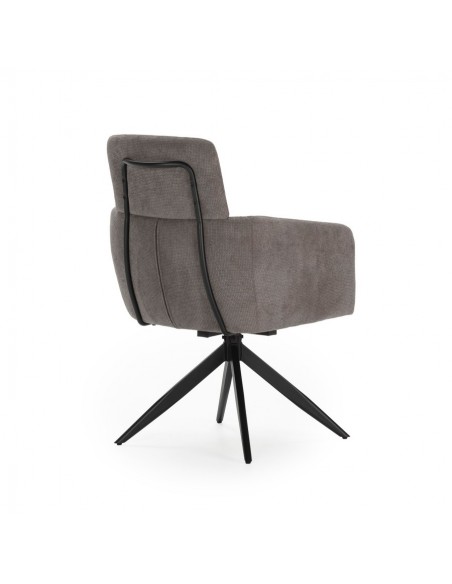 Silla giratoria con brazos de diseño AIXA, tejido y metal negro