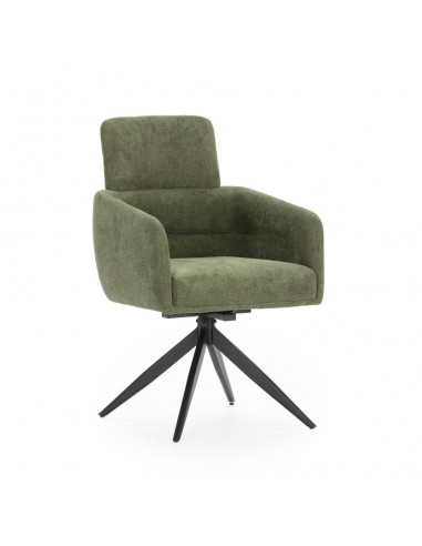 Silla giratoria con brazos de diseño AIXA, tejido y metal negro